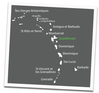 Carte Caraibes croisieres catamaran. Antilles guadeloupe Grenade